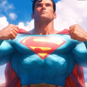 Justice League Trinity: Superman Fine Art Print del artista Prabath Wijayantha