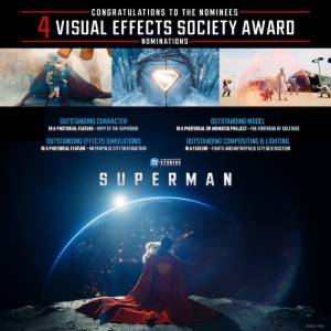“Superman” recibe nominaciones a los Annie Awards, a los VES Awards, a los Art Directors Guild Awards, y a los SDSA Awards